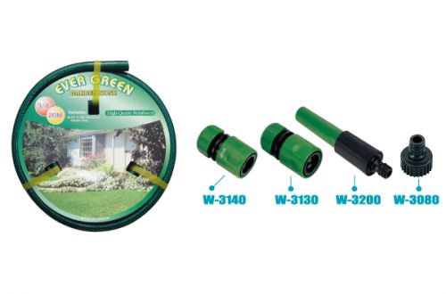 1/2" 15 Meters Reinforced Garden Hose with 4 Pcs Twinst Nozzle